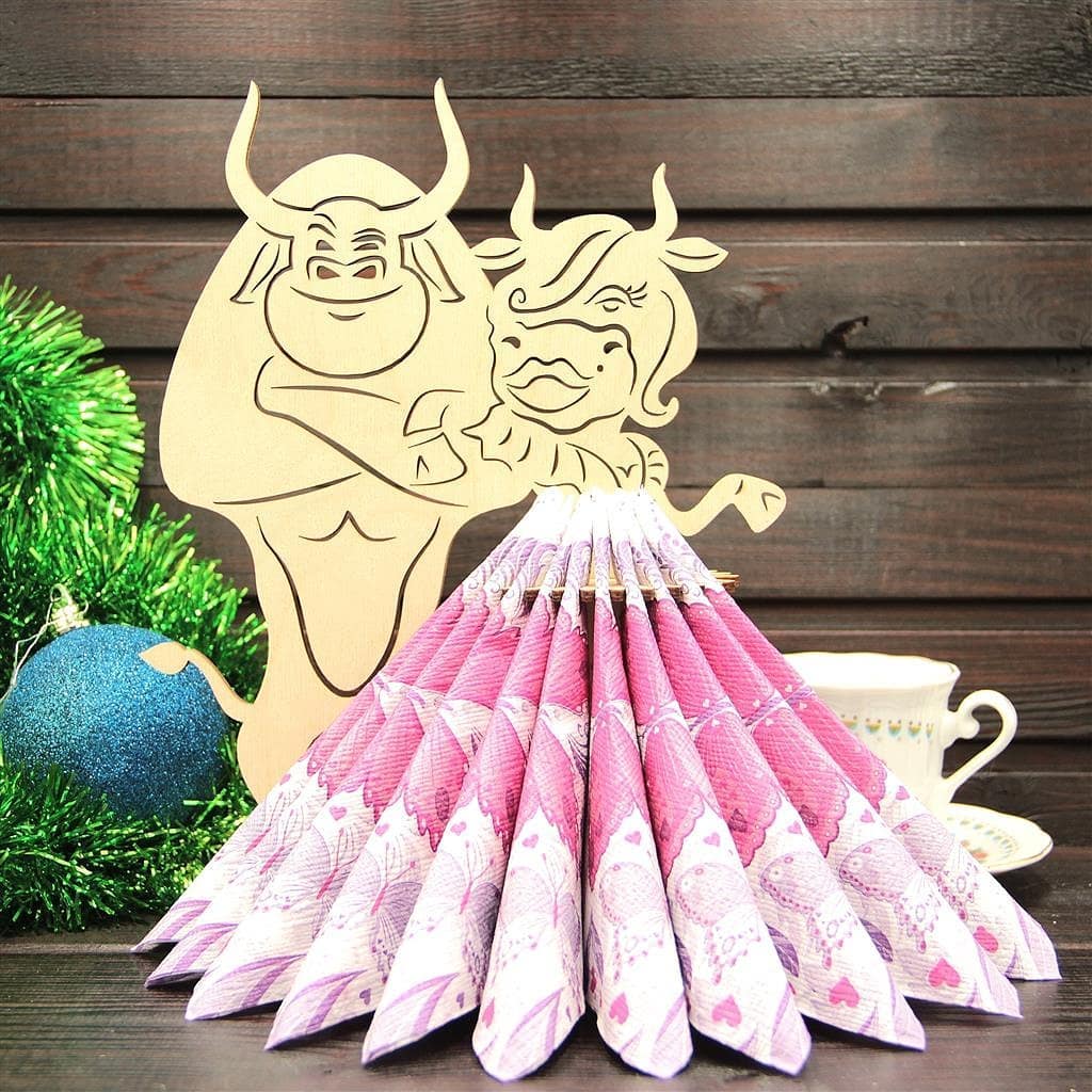 Laser Cut Bull and Cow Napkin Holder | Dining Table Decor