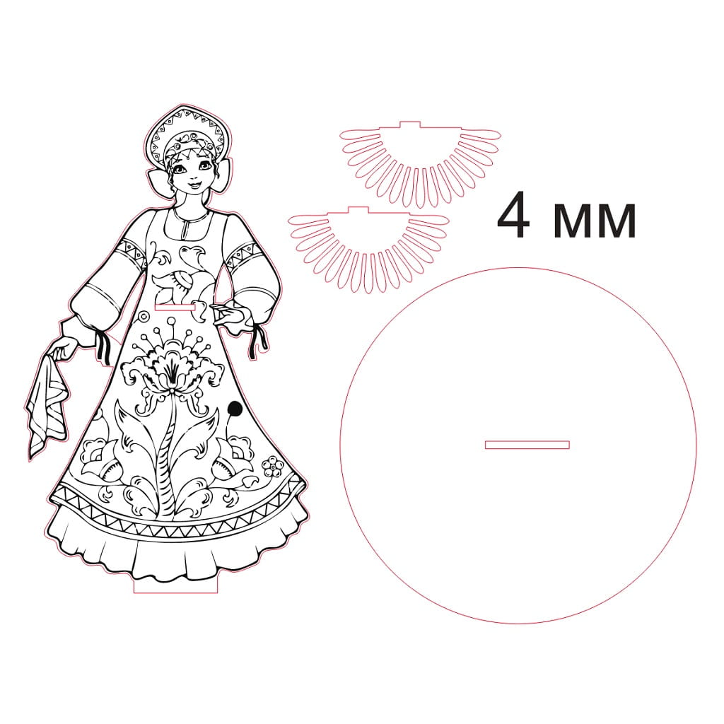Laser Cut Russian Folk Woman Napkin Holder