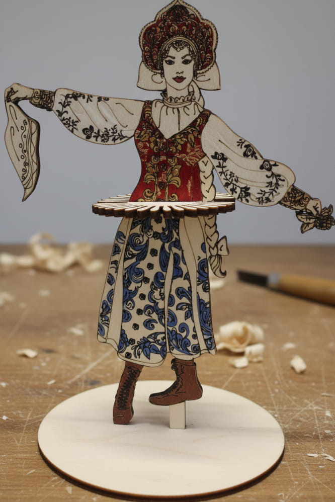 Laser Cut Traditional Russian Folk Dancing Lady Napkin Holder