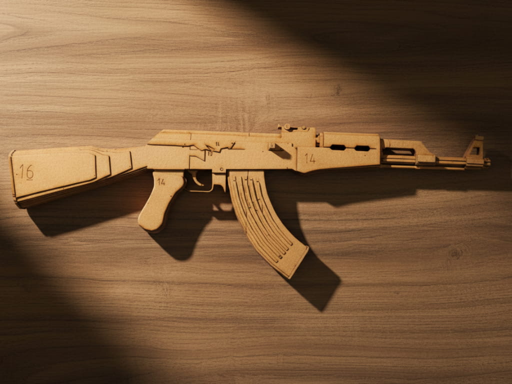 Laser Cut AK 47 Assault Rifle 3D Wooden Puzzle