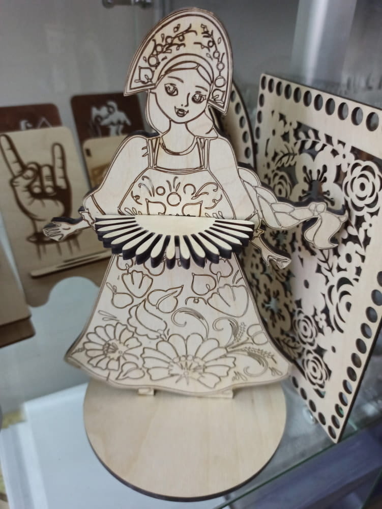 Laser Cut Traditional Slavic Girl Wooden Napkin Holder Table Decor