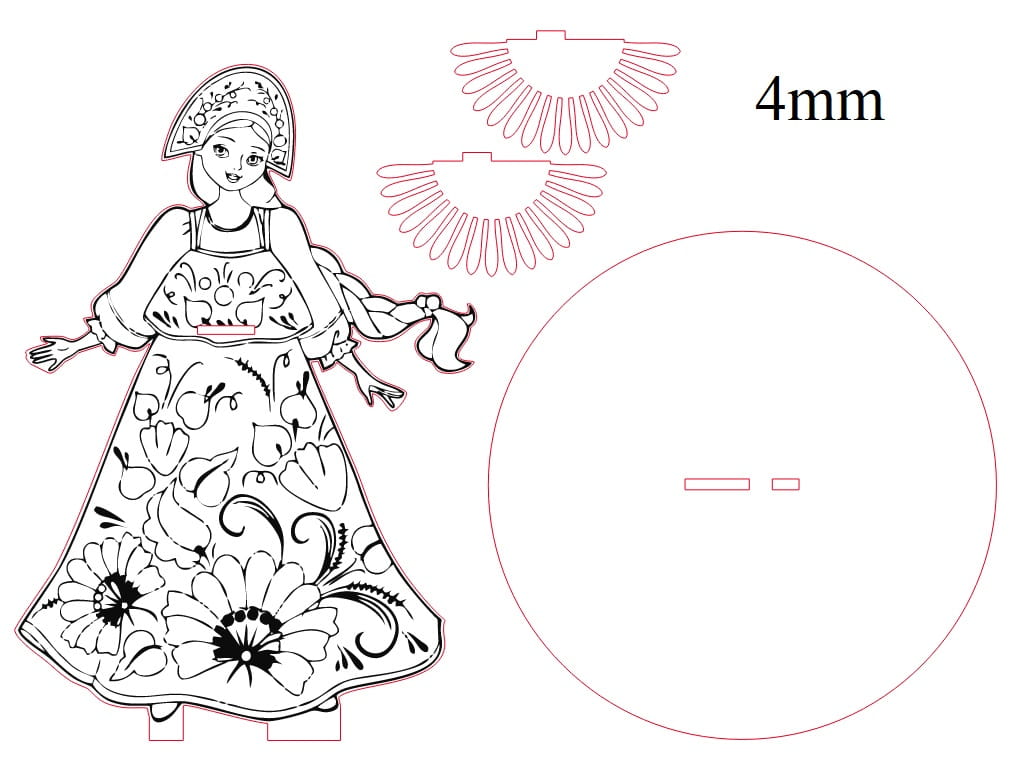 Laser Cut Traditional Slavic Girl Wooden Napkin Holder Table Decor