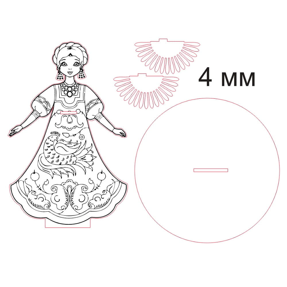 Laser Cut Russian Traditional Clothing Girl Napkin Holder