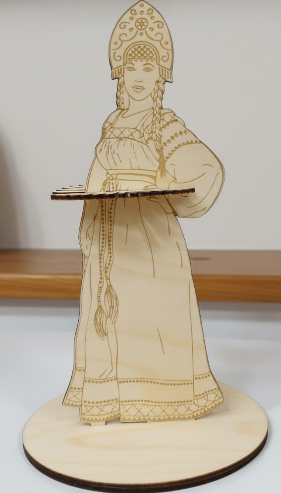Laser Cut Wooden Russian Folk Woman Napkin Holder
