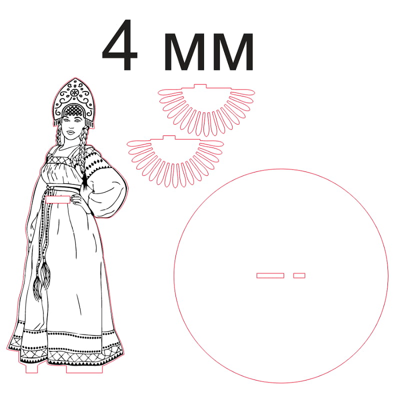 Laser Cut Wooden Russian Folk Woman Napkin Holder