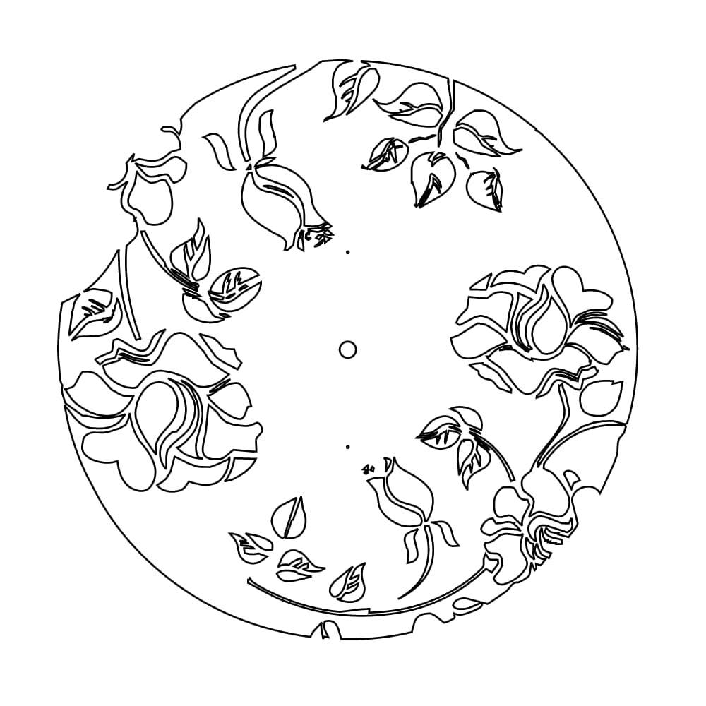 Laser Cut Floral Design Wooden Wall Clock