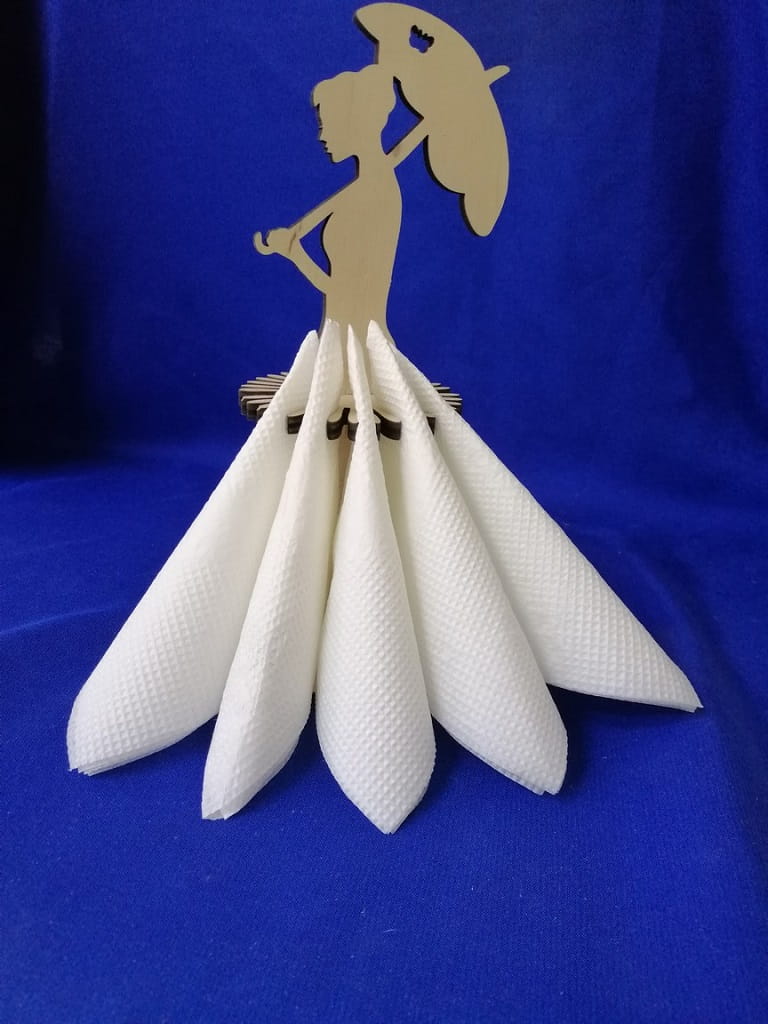 Laser Cut Girl with Umbrella Napkin Holder for Dining and Party Table