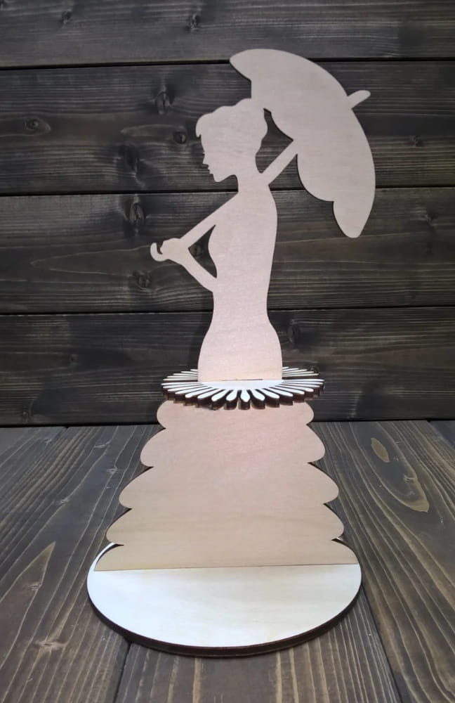 Laser Cut Lady with Parasol Napkin Holder | Elegant Table Decor