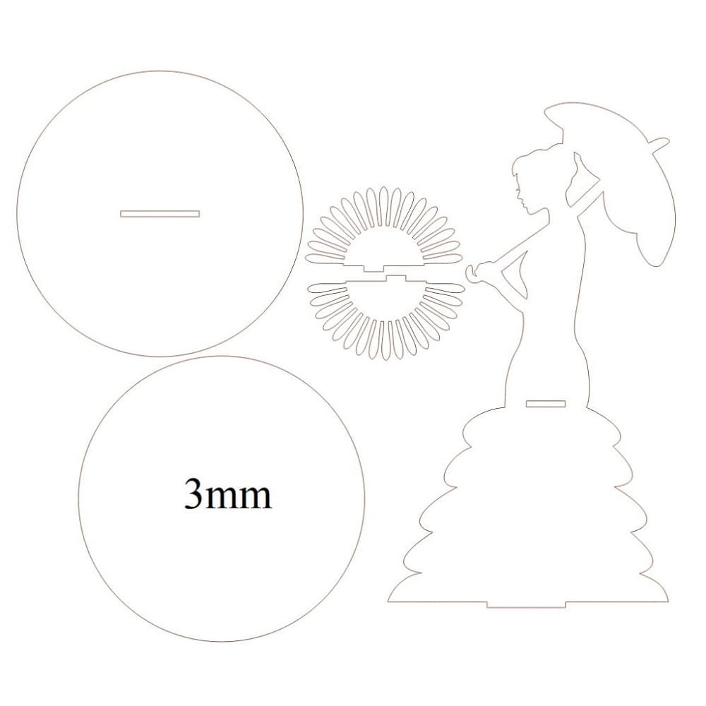 Laser Cut Lady with Parasol Napkin Holder | Elegant Table Decor