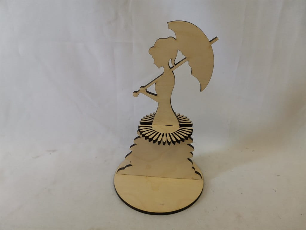 Laser Cut Umbrella Girl Decorative Napkin Holder