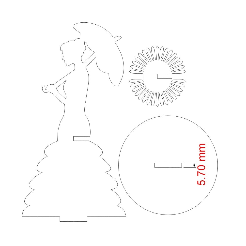 Laser Cut Woman with Umbrella Napkin Holder | Elegant Table Centerpiece
