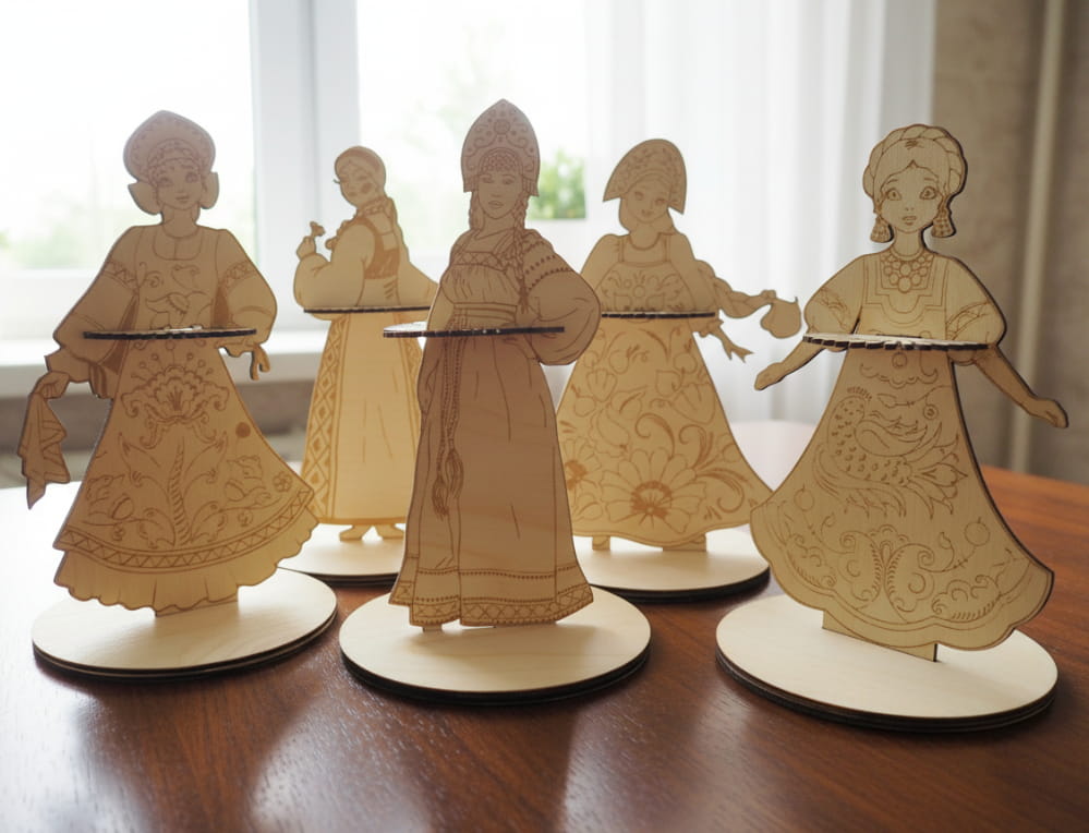Laser Cut Traditional Slavic Women Napkin Holder Bundle