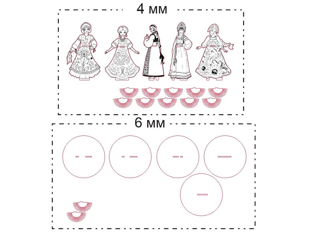Laser Cut Traditional Slavic Women Napkin Holder Bundle