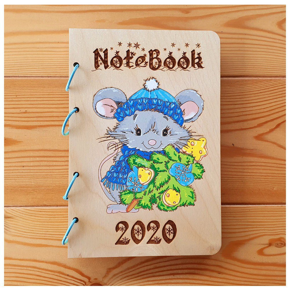 Wood Engraved Notepad Cover with Mouse Laser Cut File