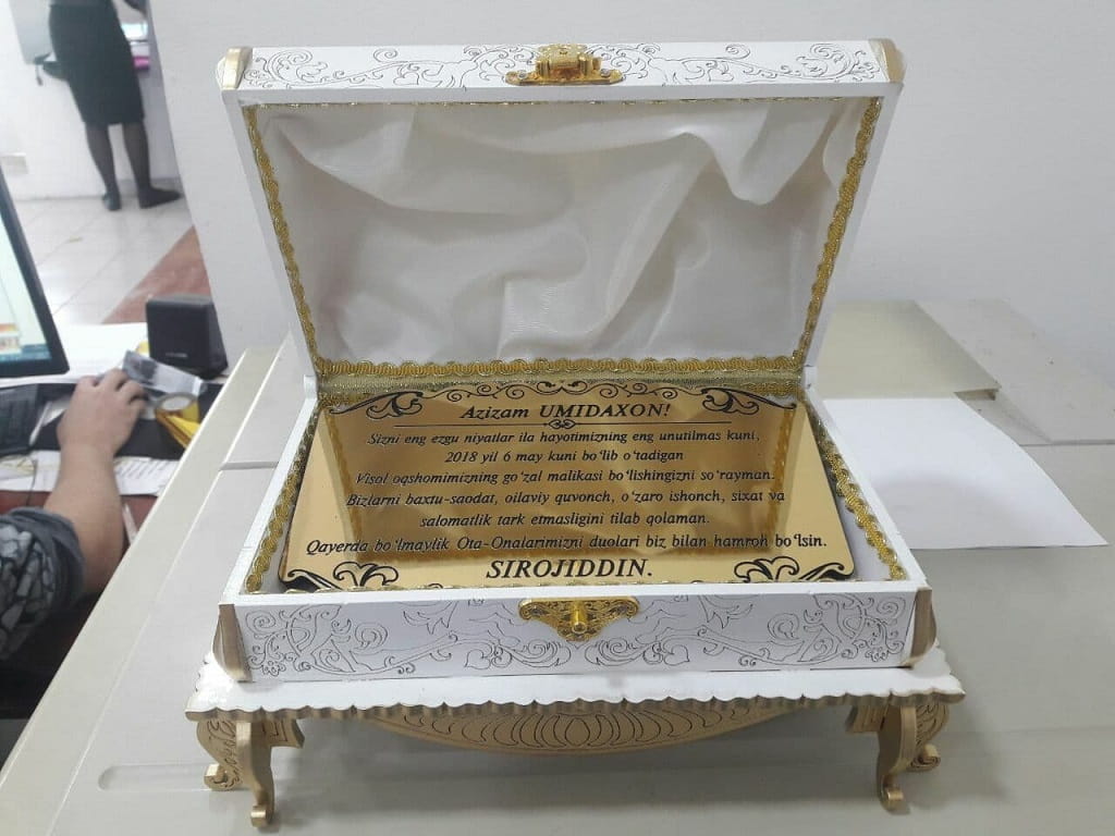 Laser Cut Wooden Wedding Gift Box Case