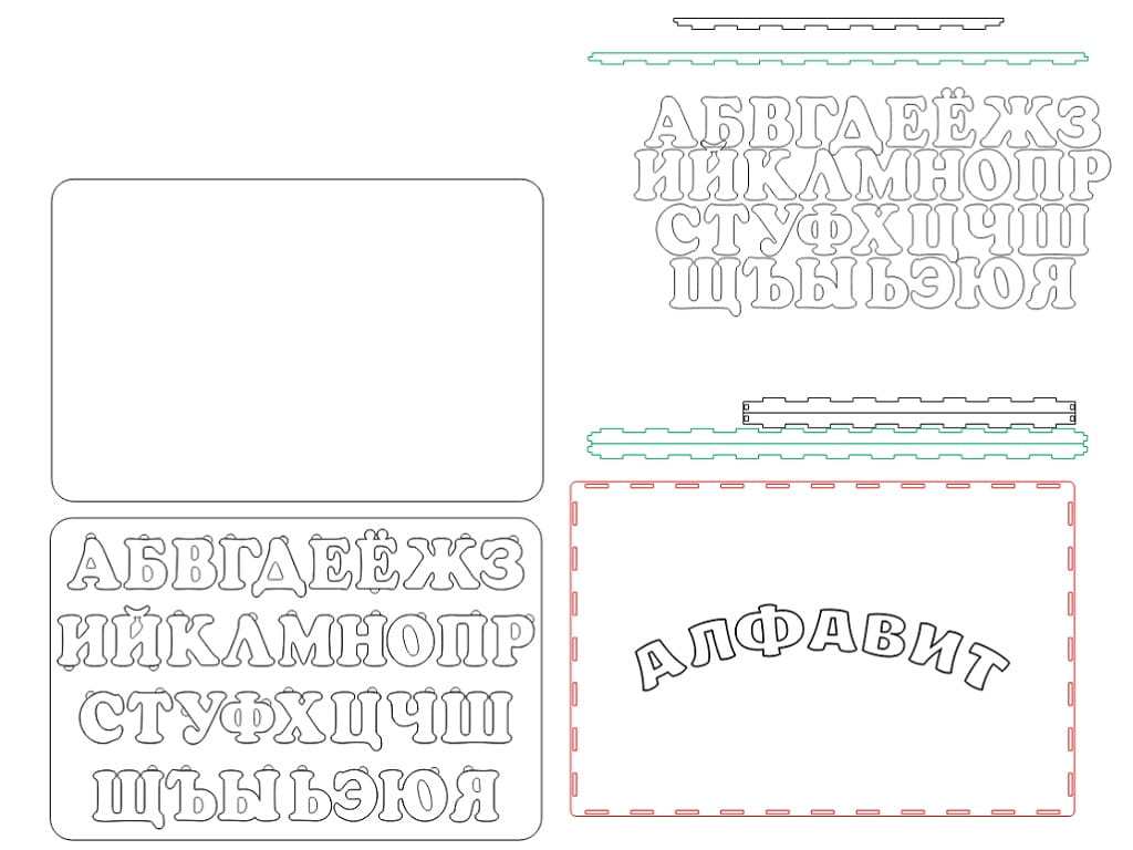 Laser Cut Russian Alphabet Puzzle Board with Packaging Box
