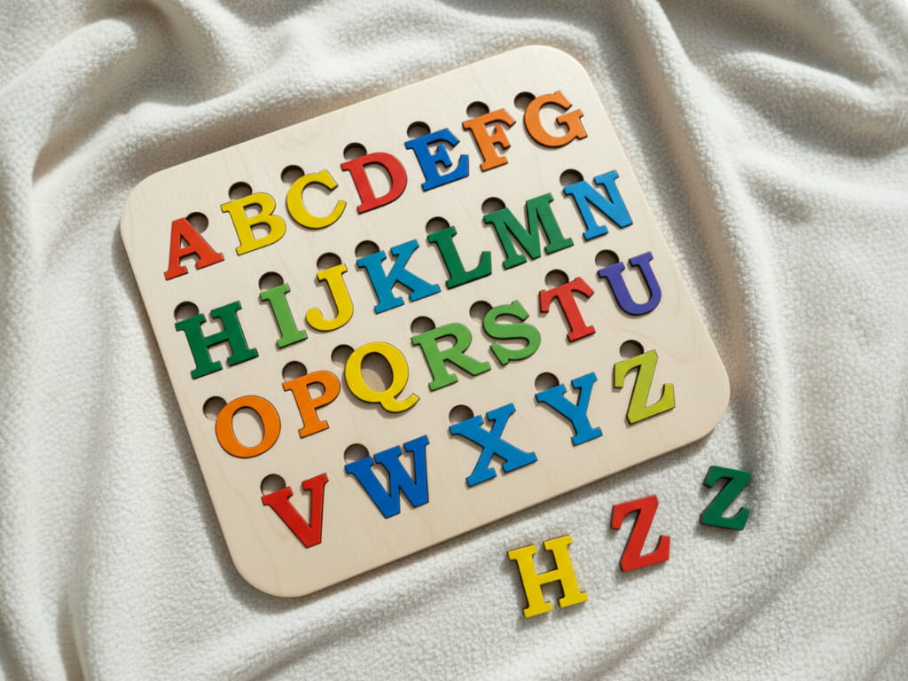Laser Cut Wooden ABC Alphabet Puzzle Board Toddler Educational Toy