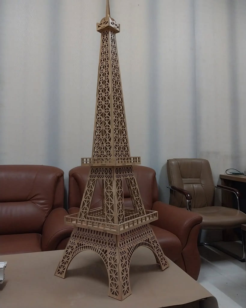 Laser Cut 3D Eiffel Tower Wooden Model Puzzle