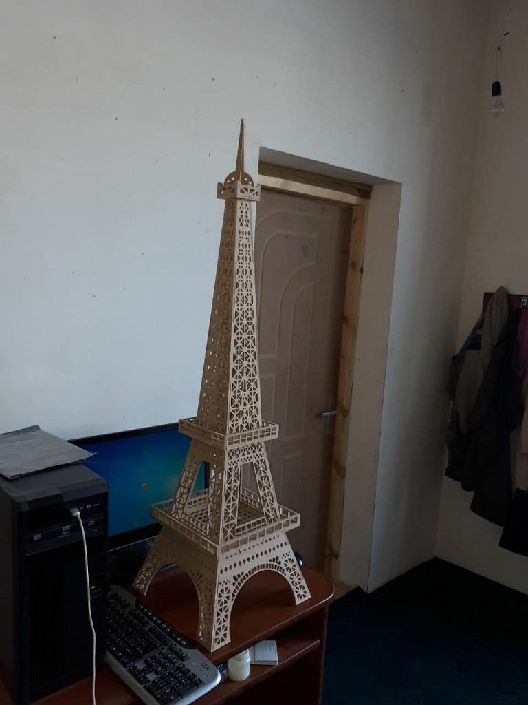 Laser Cut 3D Eiffel Tower Wooden Model Puzzle