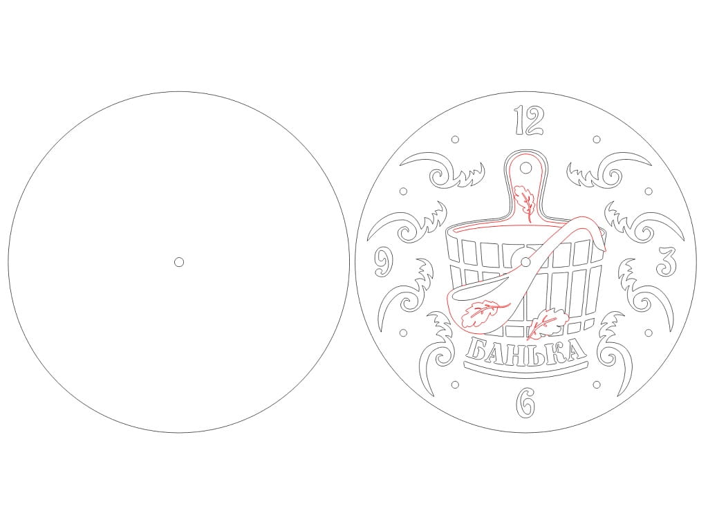 Laser Cut Wooden Bath House Wall Clock | Sauna and Spa Wall Decor