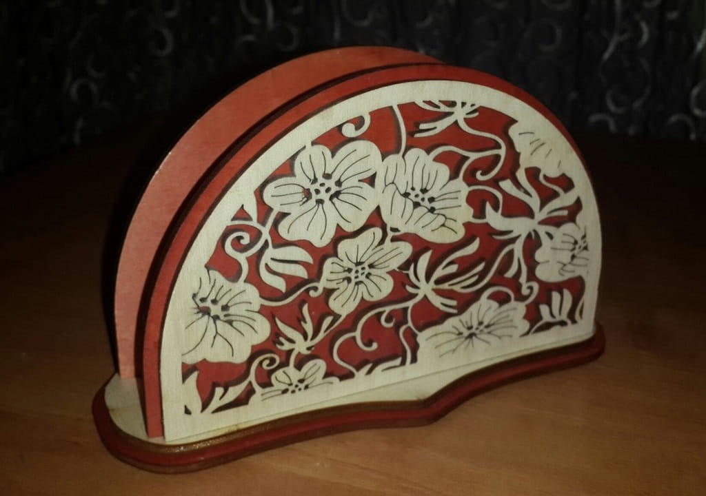 Laser Cut Floral Napkin Holder for Dining Table