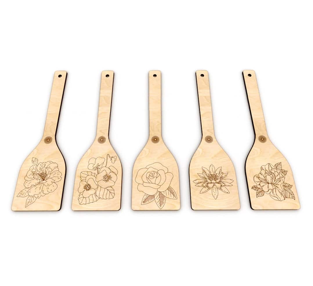 Wood Engraved Spatulas for Cooking Laser Cut File