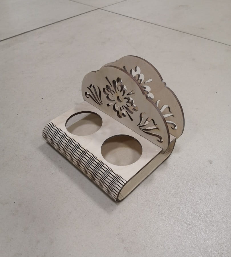 Laser Cut Wooden Napkin, Salt and Pepper Shaker Holder