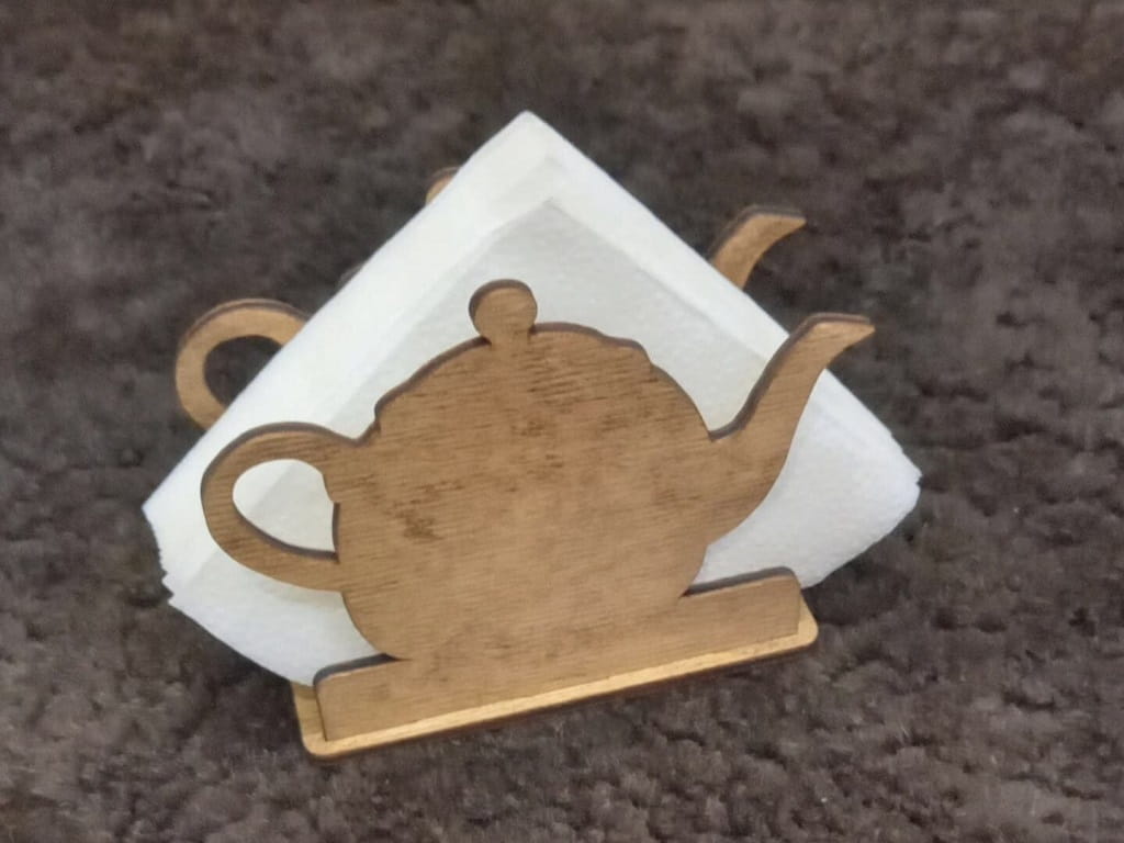 Laser Cut Wooden Teapot Napkin Holder