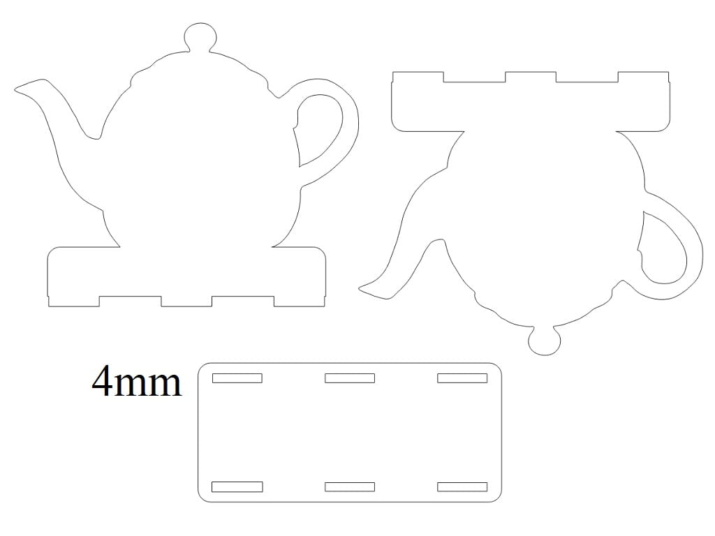 Laser Cut Wooden Teapot Napkin Holder