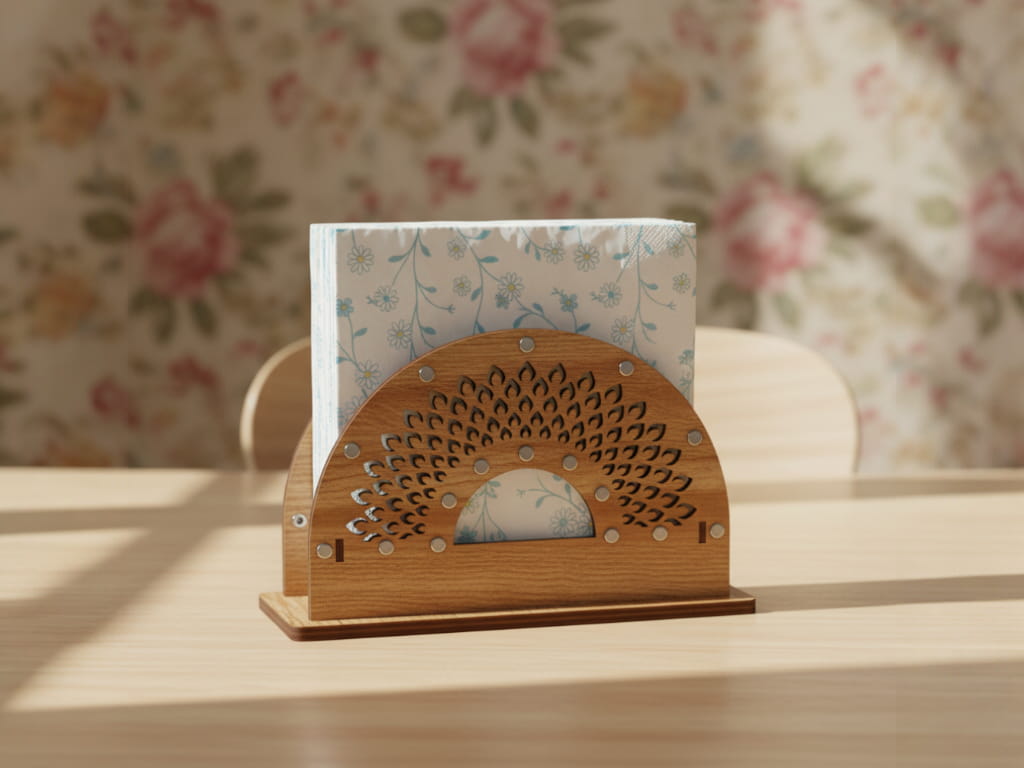 Laser Cut Wooden Morpich Tissue and Napkin Holder