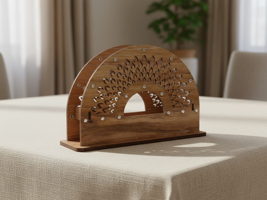 Laser Cut Wooden Morpich Tissue and Napkin Holder