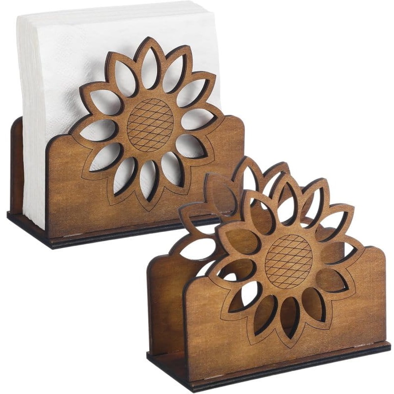 Laser Cut Sunflower Napkin Holder for Dining Table
