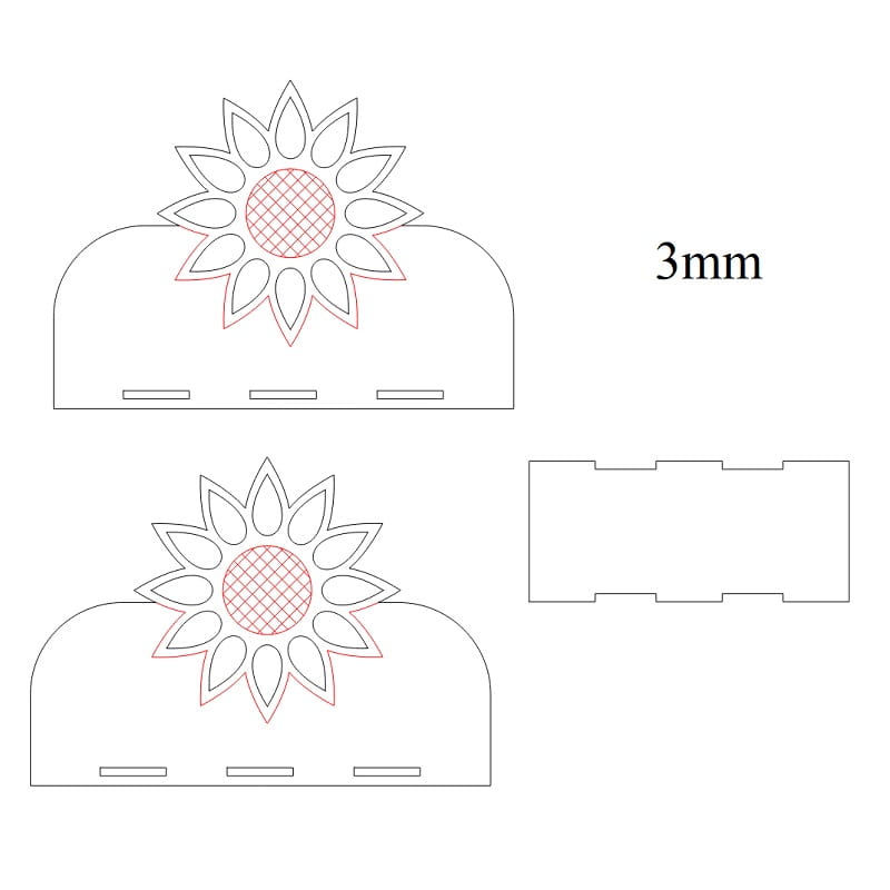 Laser Cut Sunflower Napkin Holder for Dining Table