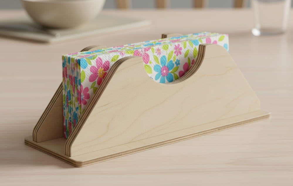 Laser Cut Napkin Holder Wooden Tabletop Stand