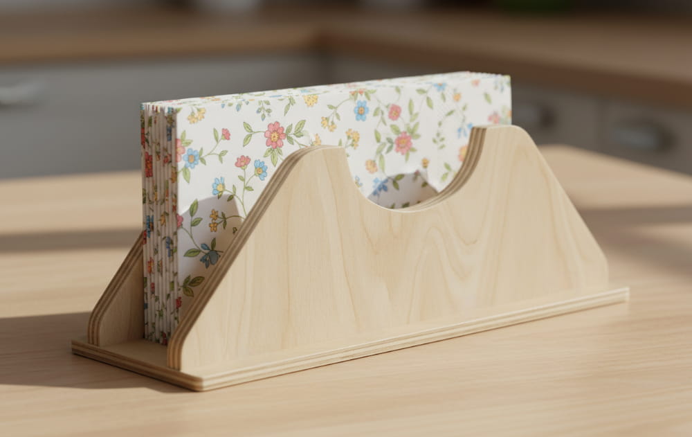 Laser Cut Napkin Holder Wooden Tabletop Stand