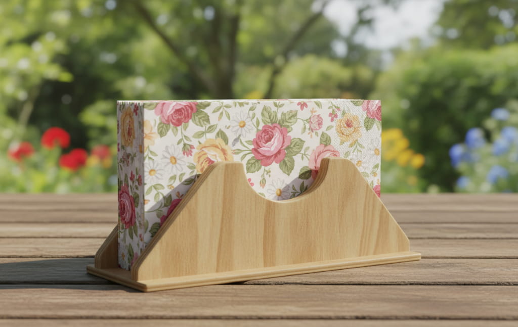 Laser Cut Napkin Holder Wooden Tabletop Stand