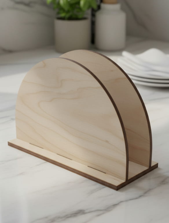 Laser Cut Semi Circular Wooden Napkin Holder