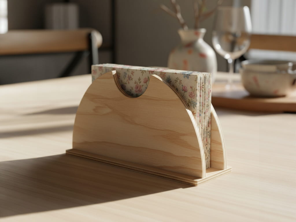Laser Cut Wooden Napkin Holder for Table