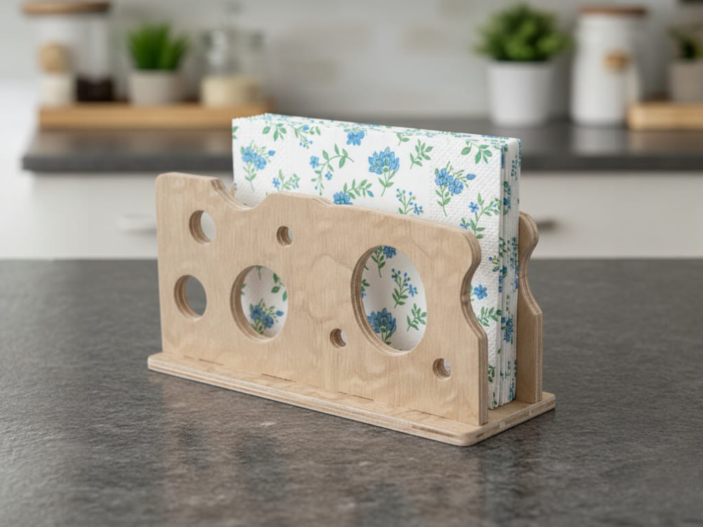 Laser Cut Decorative Wooden Napkin Holder for Table