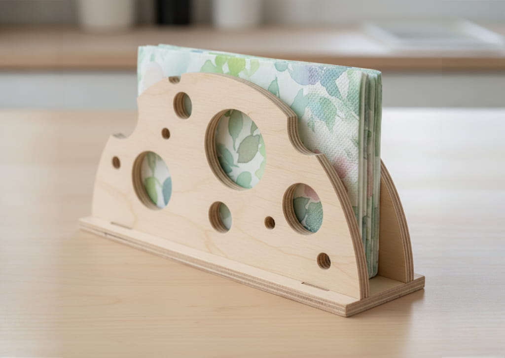 Laser Cut Wooden Napkin Holder for Table Decor