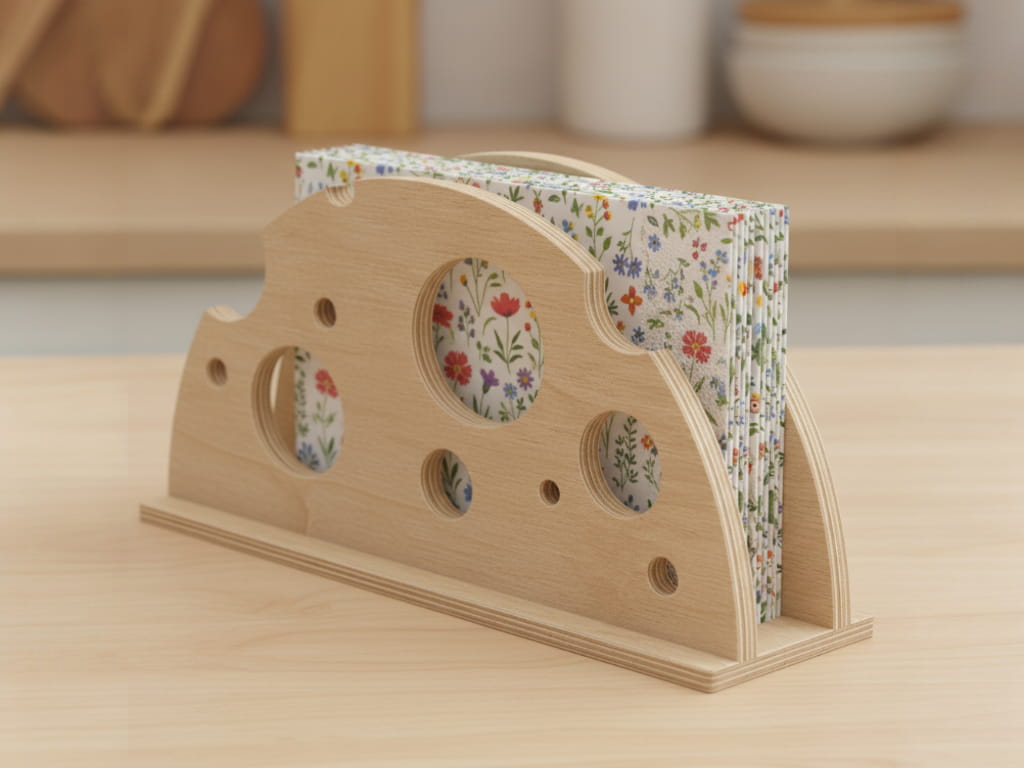 Laser Cut Wooden Napkin Holder for Table Decor