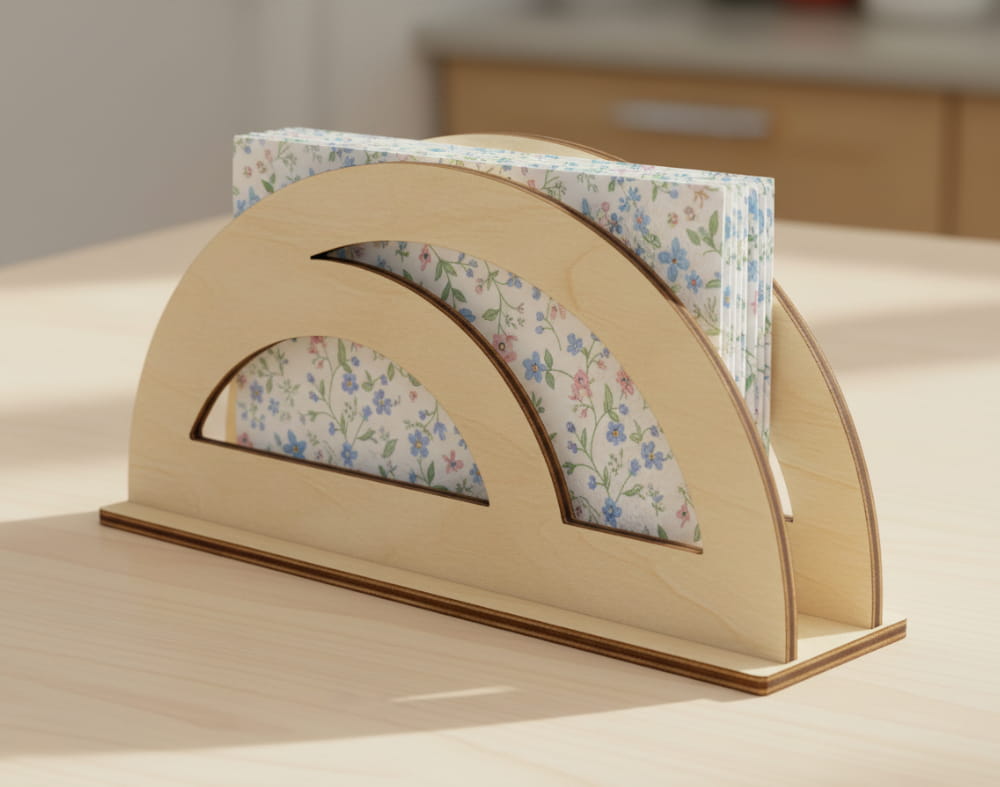 Laser Cut Wooden D Shape Napkin Holder