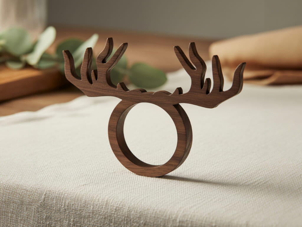 Laser Cut Wooden Antler Napkin Ring