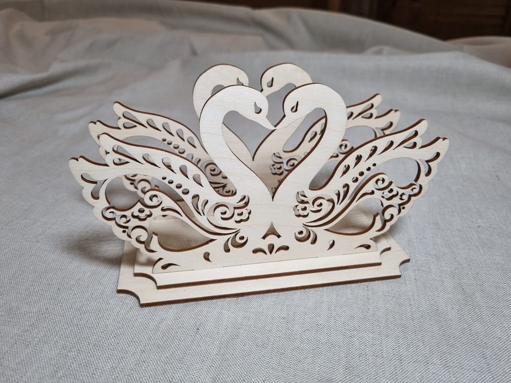 Laser Cut Wooden Swan Design Table Napkin Holder