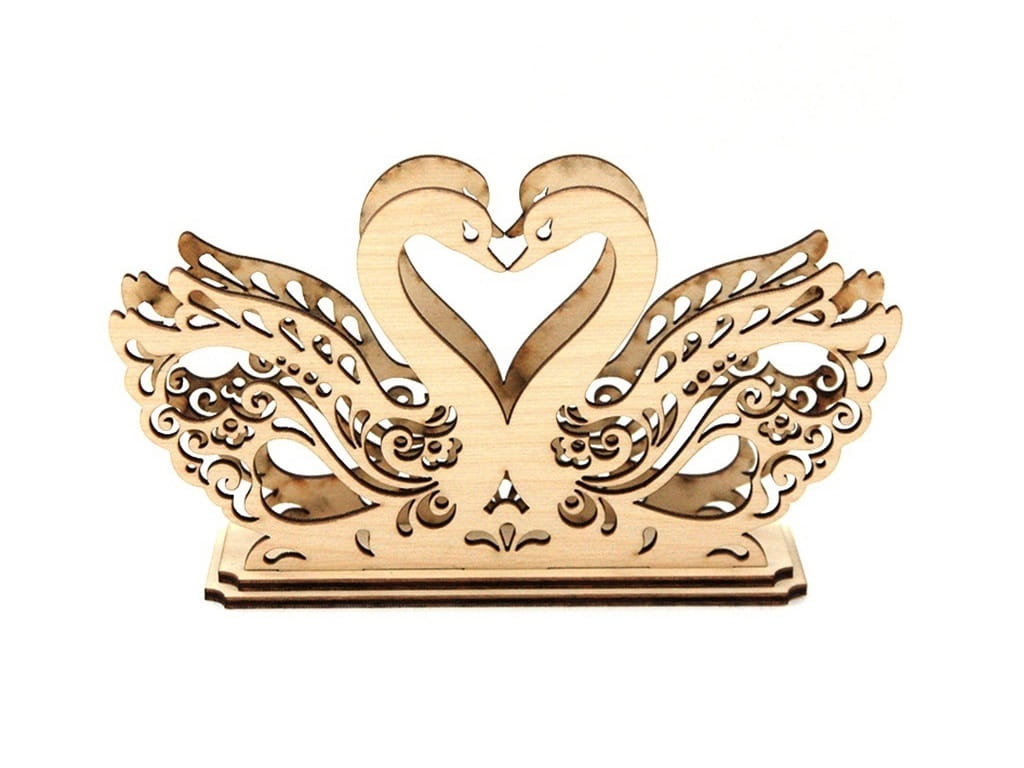 Laser Cut Wooden Swan Design Table Napkin Holder