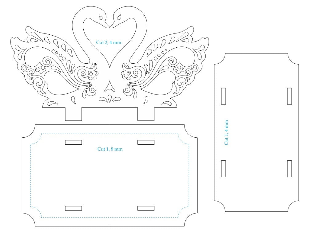 Laser Cut Wooden Swan Design Table Napkin Holder