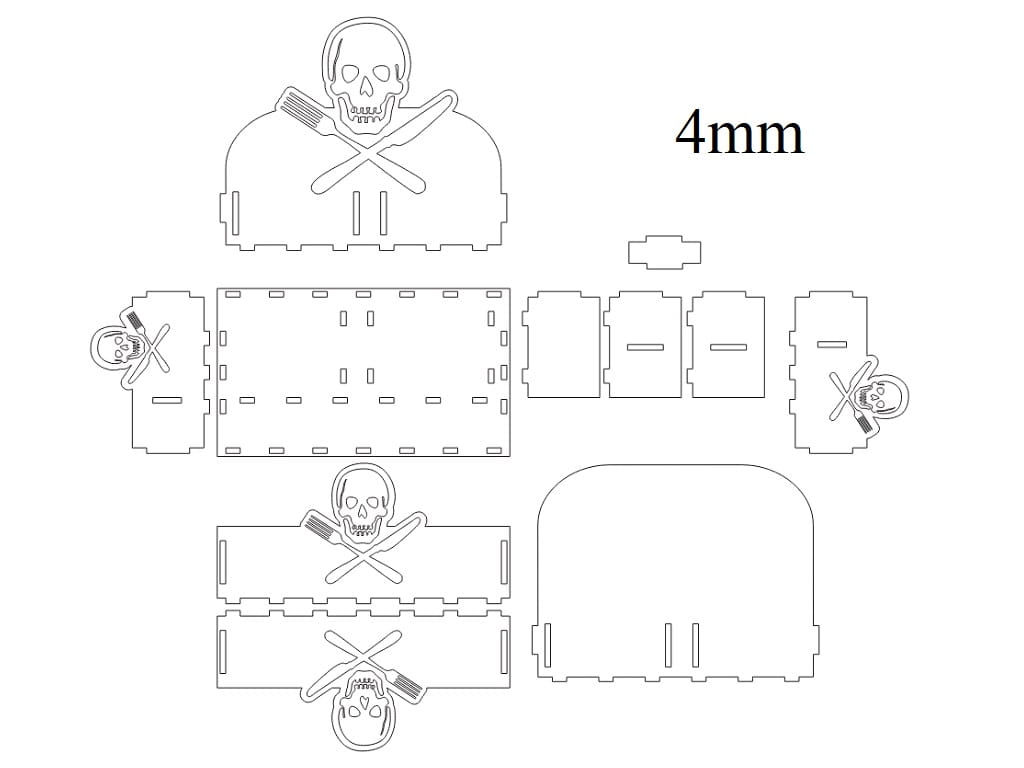 Laser Cut Pirate Themed Wooden Napkin and Cutlery Holder