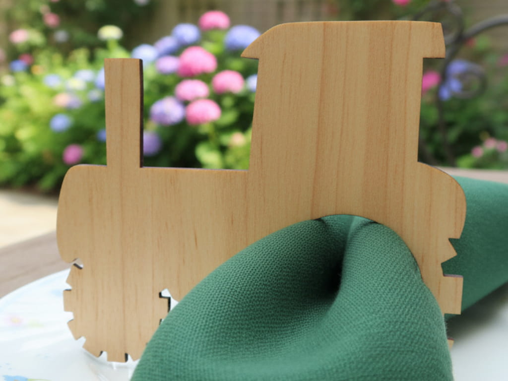 Laser Cut Wooden Tractor Napkin Ring