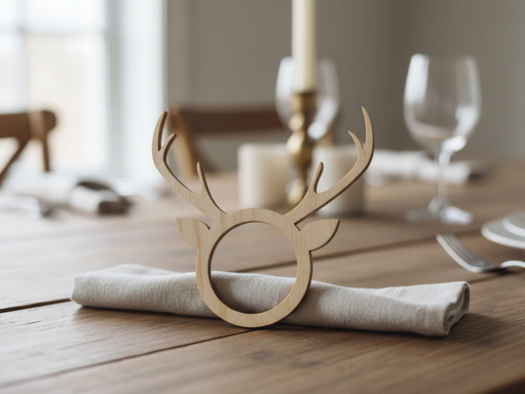 Laser Cut Antler Napkin Ring for Christmas Decor