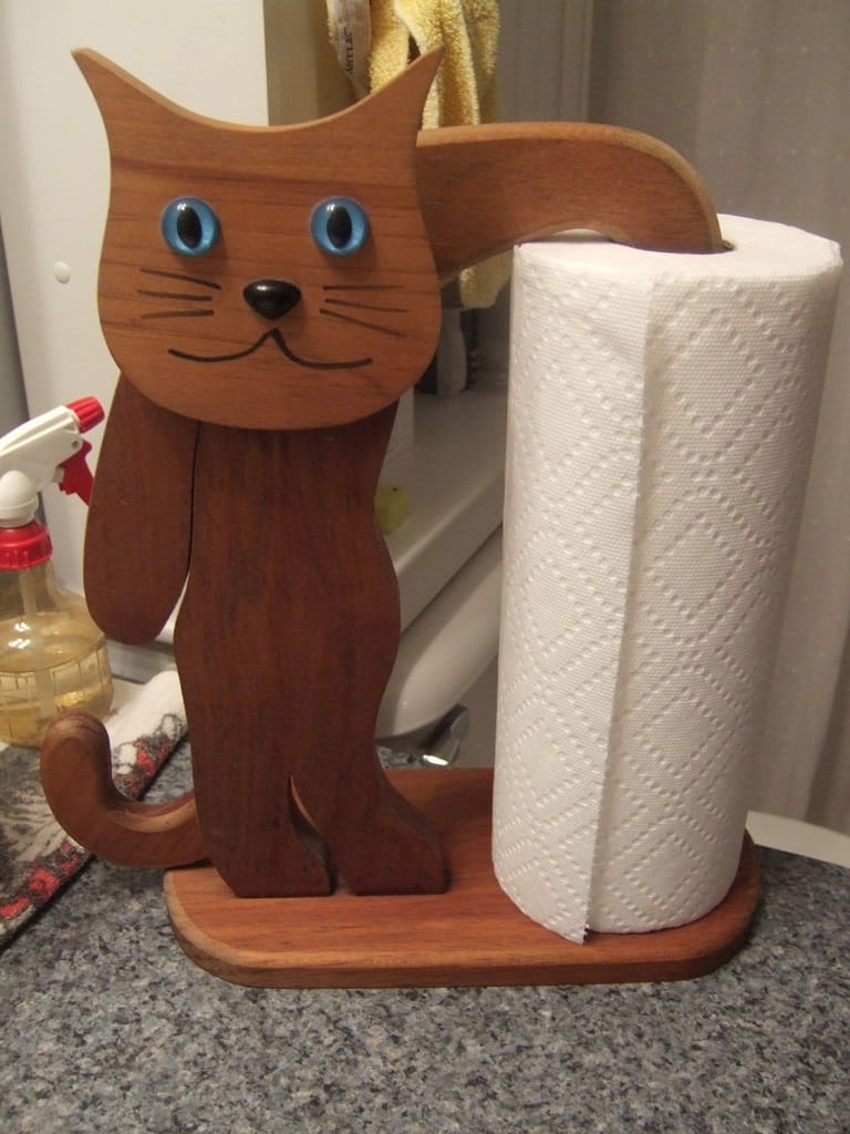 Laser Cut Wooden Cat Paper Towel Holder